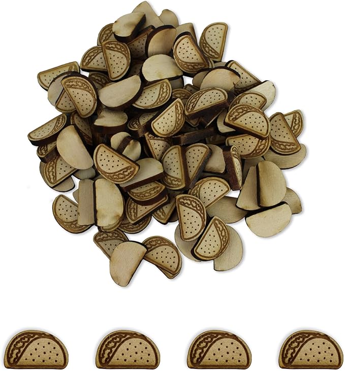 Confetti - Engraved Wood - Rustic Wooden Wedding Decor Party Table Scatter Decorations (Taco)