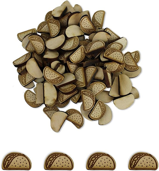 Confetti - Engraved Wood - Rustic Wooden Wedding Decor Party Table Scatter Decorations (Taco)