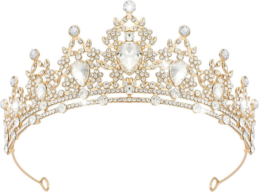 Crystal Tiaras & Crowns for Women, Bride Royal Queen Headband Princess Headpieces for Birthday Cake Crown & Prom Pageant Party