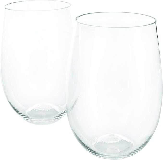 True Flexi Shatterproof Stemless Wine Glasses, Reusable and Flexible Plastic Drinking Glasses for Red and White Wines, Picnic, Camping, BBQ, Beach, Outdoor Party, Housewarming Gift, 15 oz, Set of 2