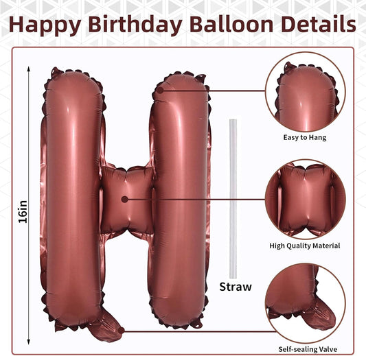 Happy Birthday Balloon Banner, 16 Inch Nude Brown Tan Happy Birthday Foil Balloon, Brown Beige Neutral Happy Birthday Bunting Banner Letter Balloons for Boys Men Birthday Party Decorations Supplies