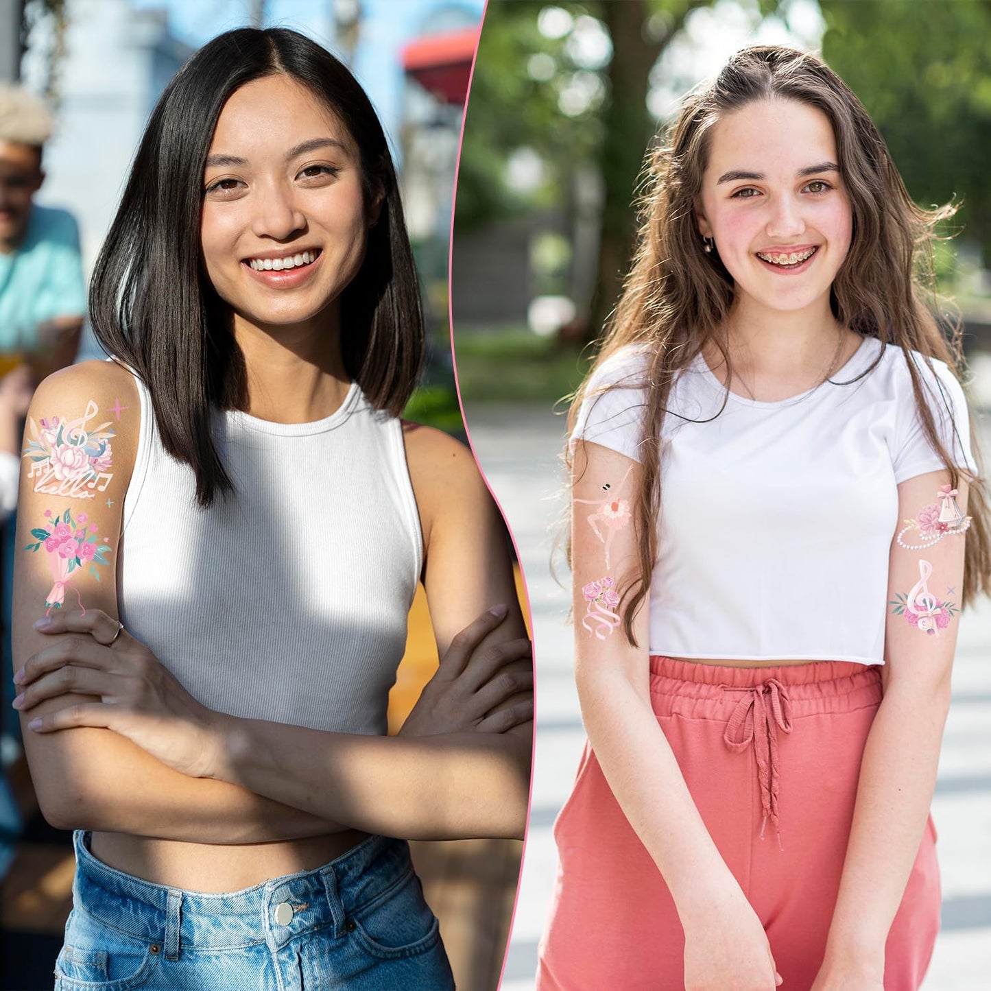 Ballerina Party Temporary Tattoos - 200+ Ballet Dance Temporary Tattoos Stickers Dance Party Decorations Gifts Dance Party Favors Cute Temporary Tattoos Ballet Themed Party Supplies for Kids