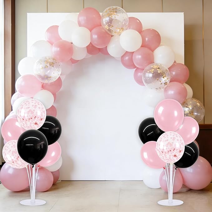 TONIFUL 4 Set Black Pink Balloon Centerpieces for Table,Balloon Stand Kit for Party Decor Sweet 16 18 21st 30 40 50 60 70th Birthday Decorations Anniversary Bridal Shower Graduation Decorations 2026
