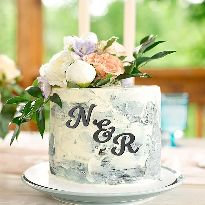 Jspupifip 64 Pcs Acrylic Cake Alphabet Numbers Topper, Mirror Number 0-9 and Alphabet A-Z Personalized Cake Picks Decor Anniversary Wedding Baby Shower Party Supplies(Black)