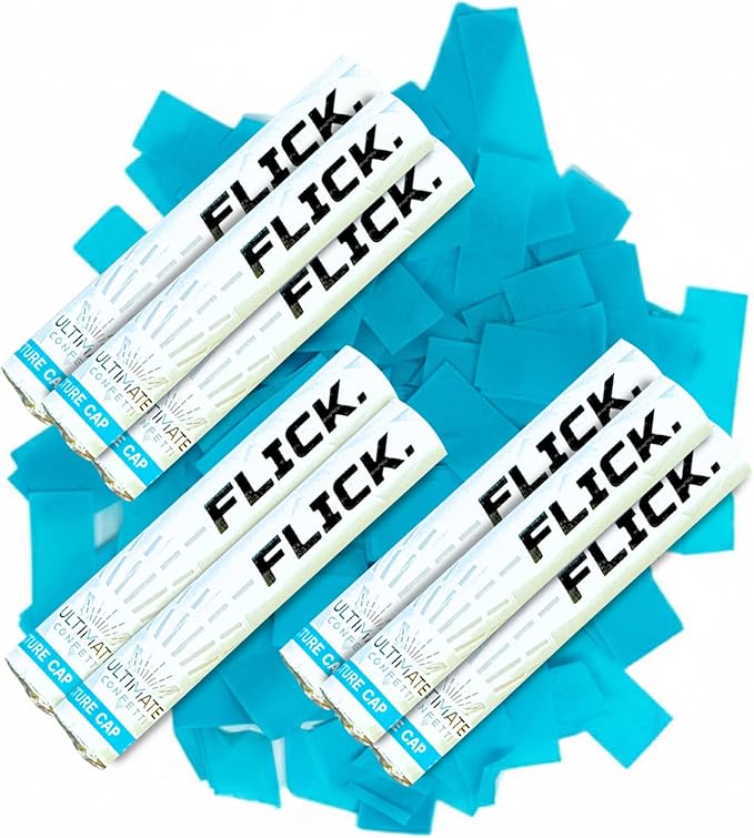 Ultimate Confetti - 8 Pack Turquoise Confetti Wands - Handheld 6" Biodegradable Tissue Paper Confetti Flick Flutter Sticks For Wedding, Birthday, Parties & Live Events - 1 Handful, 0.5 oz Each Stick