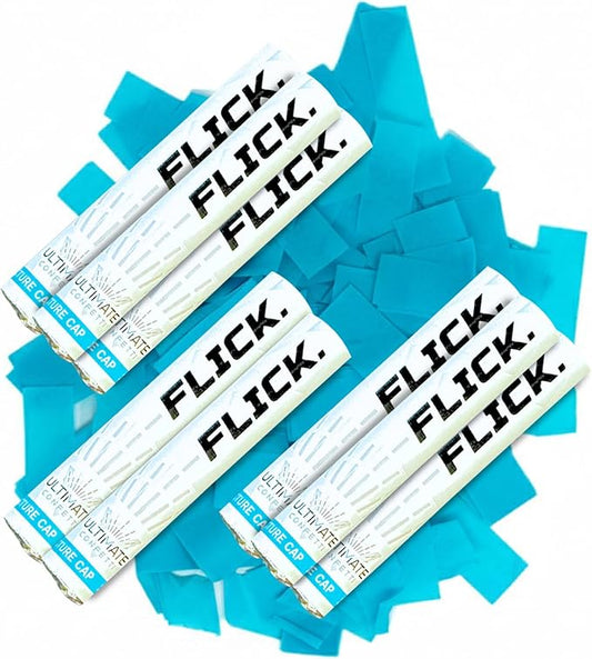 Ultimate Confetti - 8 Pack Turquoise Confetti Wands - Handheld 6" Biodegradable Tissue Paper Confetti Flick Flutter Sticks For Wedding, Birthday, Parties & Live Events - 1 Handful, 0.5 oz Each Stick