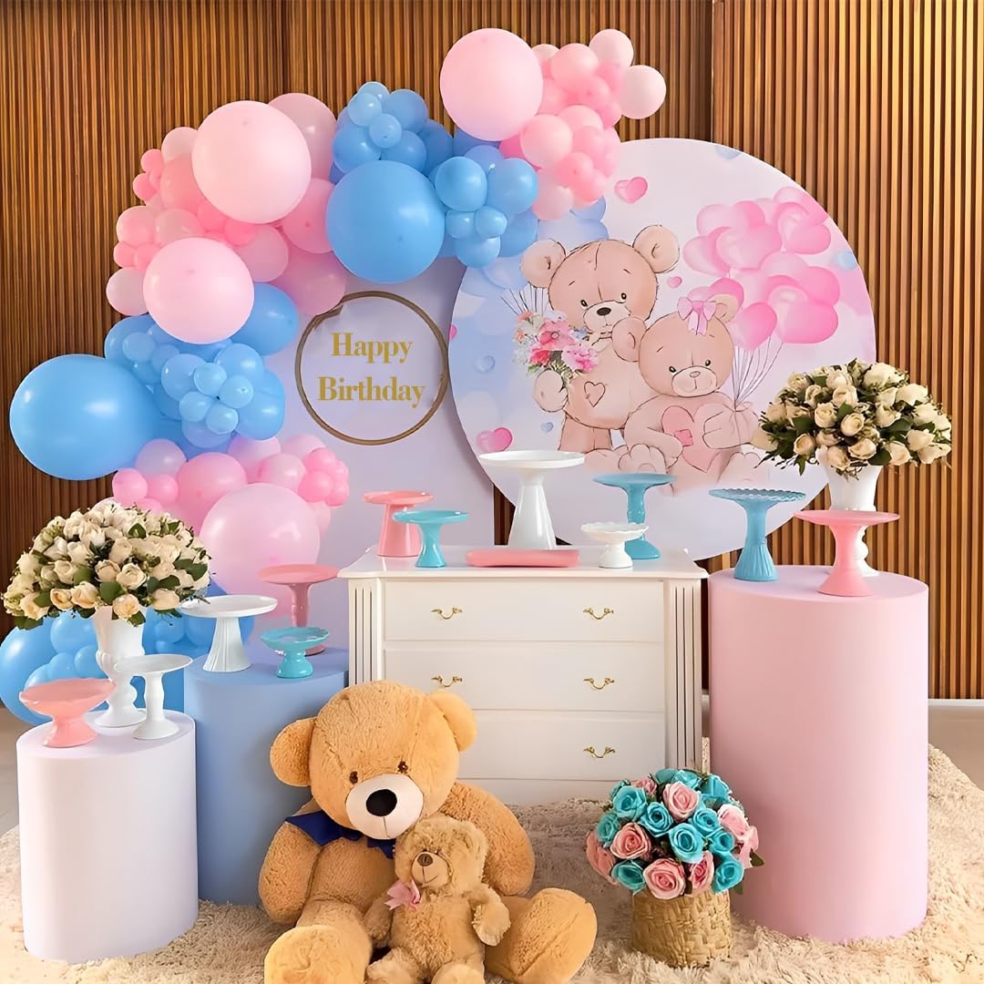 Gender Reveal Balloons, 50 Pcs Pink Blue White Latex for Baby Shower Decorations