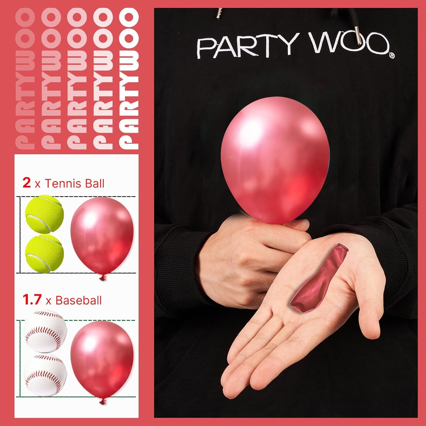 PartyWoo Metallic Pink Balloons 100pcs 5 Inch Chrome Hot Pink Magenta Fuchsia Balloons for Birthday Anniversary Bachelorette Wedding Baby Shower Gender Reveal 1950s Party Decorations Pink-G104