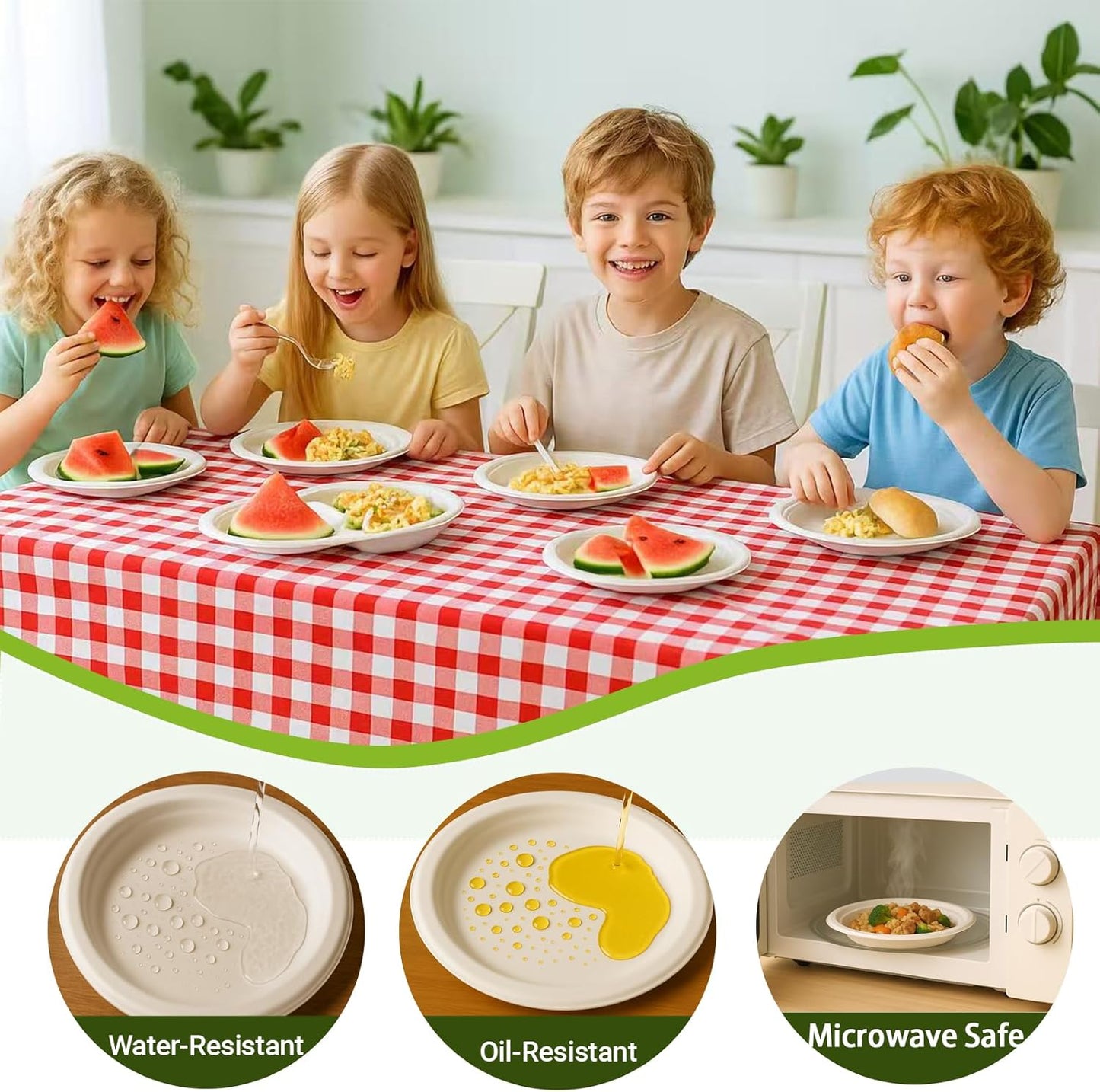 Heavy Duty Paper Plates 10 inch Large (Round-150 Count) White Disposable Dinner Paper Plates Bulk for Everyday Meals, Picnic, BBQ and Gathering, Leak Proof/Microwave-Safe/Sturdy/Cut Resistant