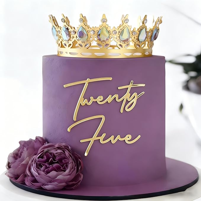 Gold Acrylic Twenty Five Cake Topper, Happy 25th Birthday Party Decorations, 25 Fabulous Cake Decoration, 25th Anniversary Party Supplies,