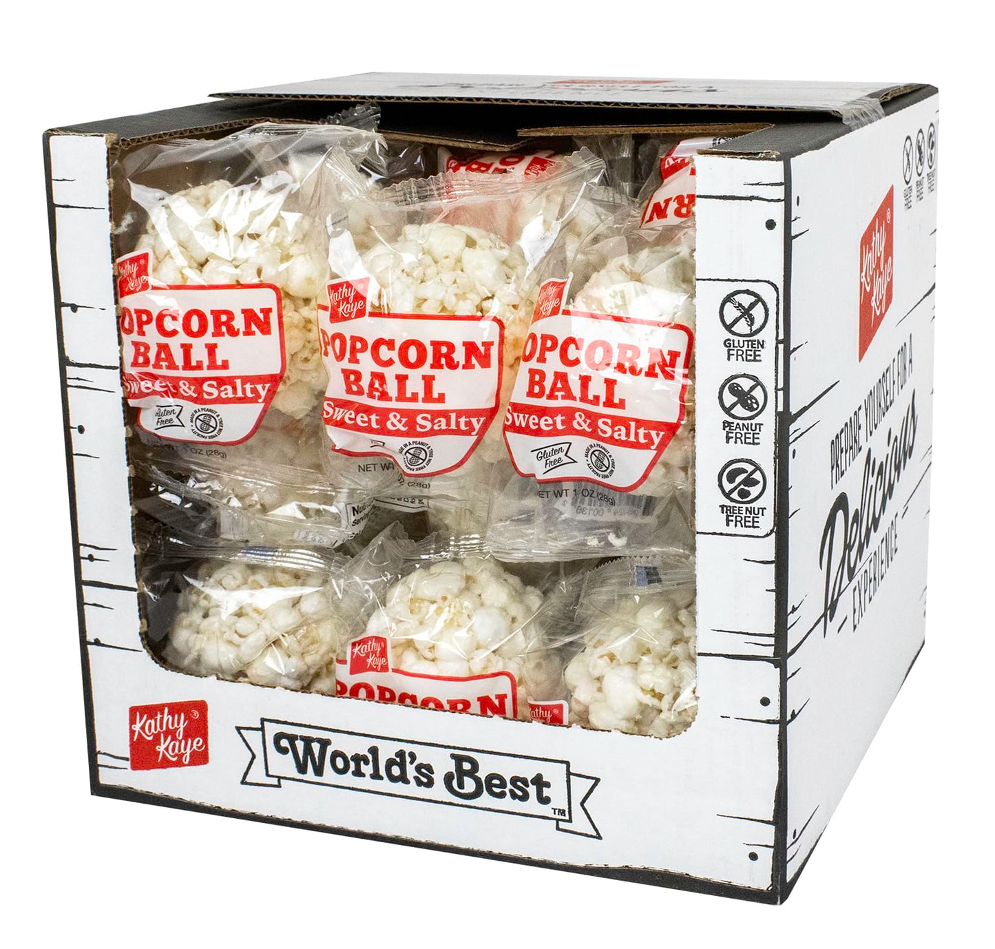 24 Pack of Sweet & Salty Popcorn Balls | Classic Popcorn Taste | Made From Our Classic Recipe | Gluten Free, Peanut and Tree Nut Free