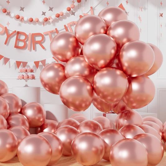 AULE Party Balloons 50 Pcs 12 inch Rose Gold Metallic Chrome Helium Shiny Latex Thicken Balloon Perfect Decoration for Wedding Birthday Baby Shower Graduation Christmas Carnival
