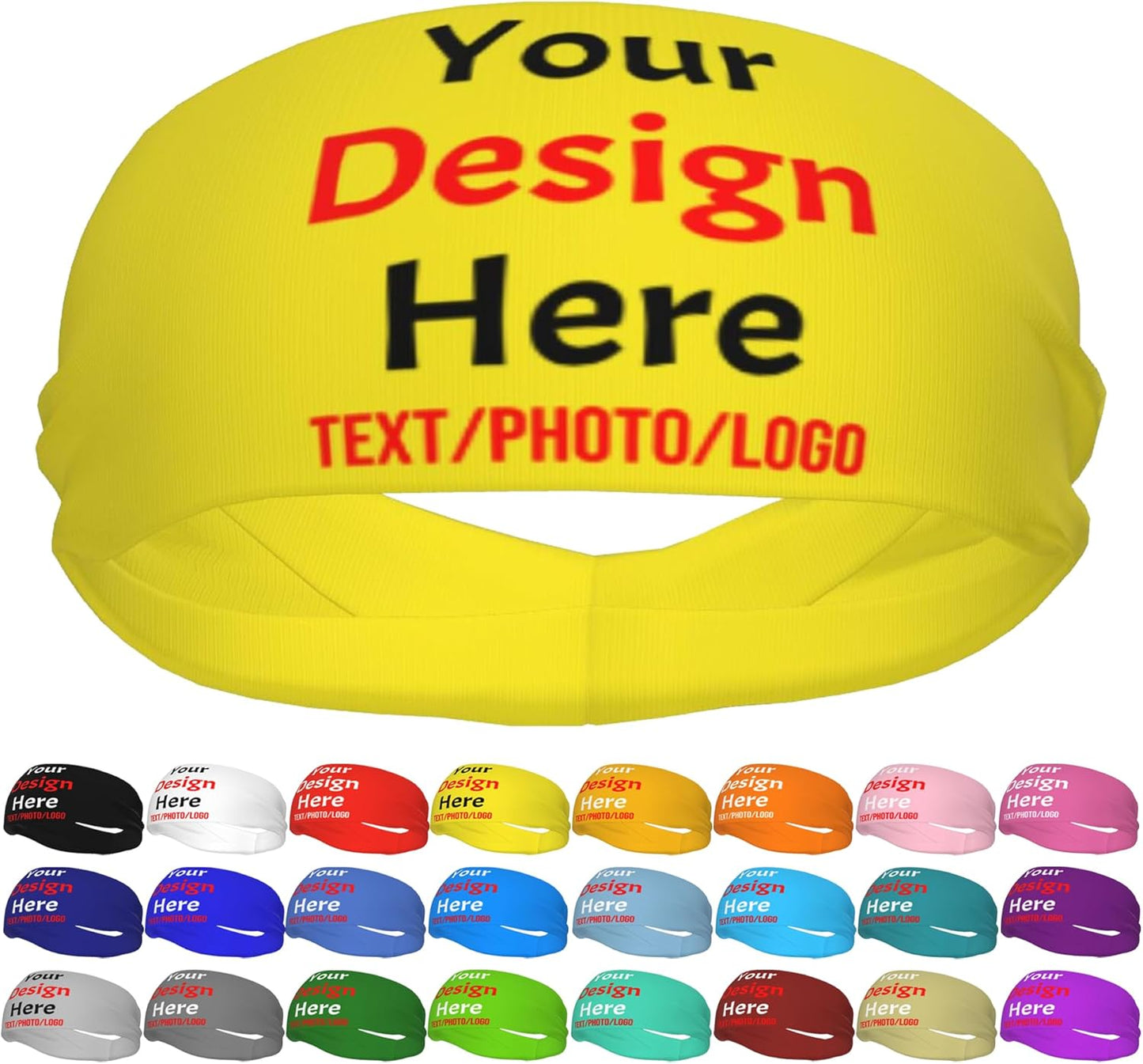 Custom Sweatbands for Men Women, Design Your Own Text Name Image Photo Personalized Sports Headbands