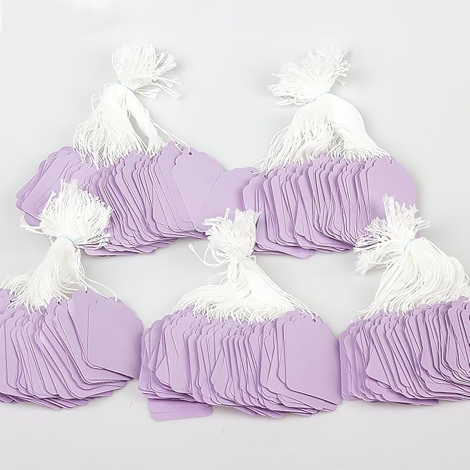 Tags with String Attached,500 Pcs Blank Marking Tags (2.75"x1.57",Light Purple)