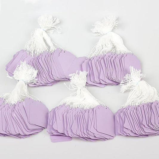 Tags with String Attached,500 Pcs Blank Marking Tags (2.75"x1.57",Light Purple)