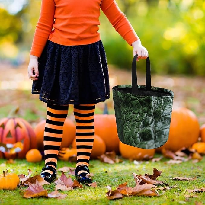 Halloween Candy Bucket - Green Crocodile Trick Or Treat Candy Bag, Gift Bag for Party Favor Supplies