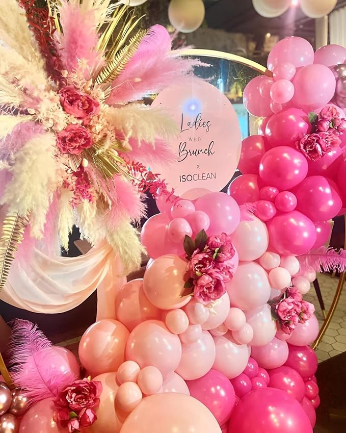 Pink Balloons Metallic Pink Balloon, 60Pcs 12Inch Chrome Deep Light Pearl Hot Pink Latex Balloons for Birthday,Wedding,Baby Shower,Galentines day Decorations