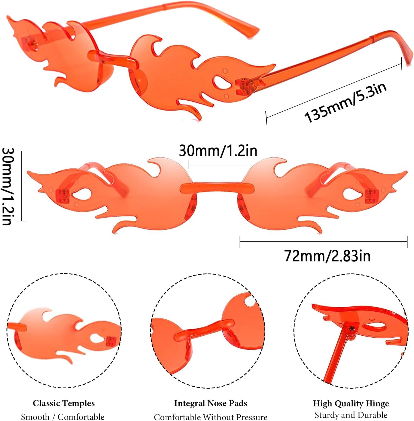 10/20 Pack Star/Heart Shape/Round/Butterfly/Cat Eye/Rectangle/Fire Rimless Tinted Party Sunglasses Color Glasses