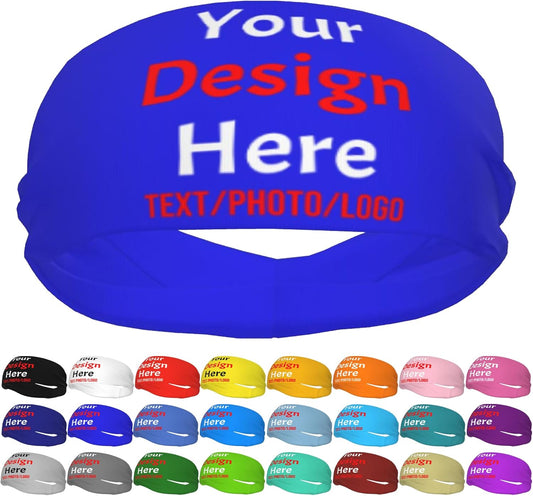 Custom Sweatbands for Men Women, Design Your Own Text Name Image Photo Personalized Sports Headbands