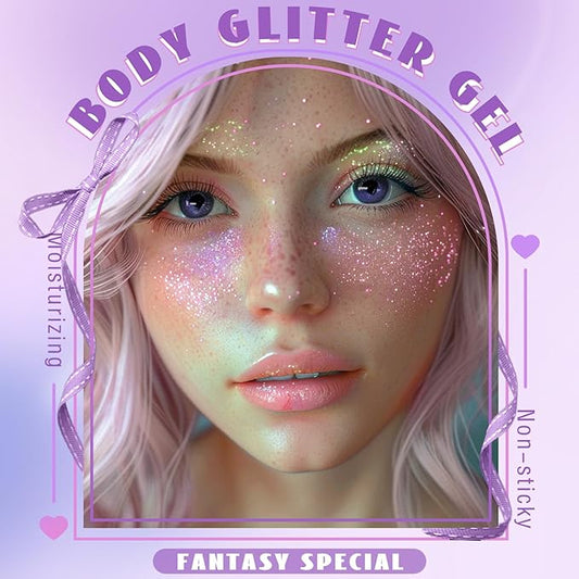 HOSAILY Roll-on Holographic Body Glitter Gel for Face Hair, Chameleon Color Changing Glitter Gel Under Light, Chunky Mermaid Sequins Festival Party Rave Accessories Shimmer Makeup (Sparkling Pink)