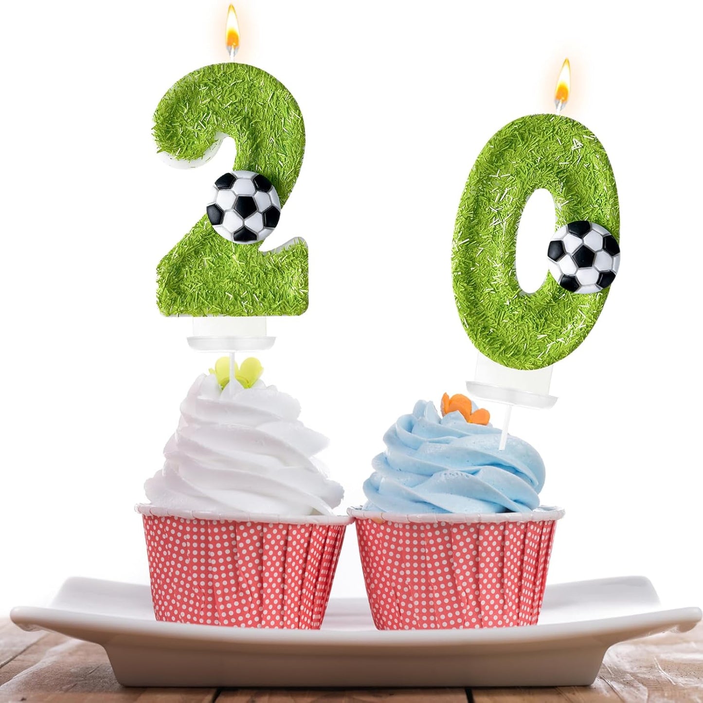20th Birthday Candles，Soccer Birthday Decorations，Suitable for Girl and boy Cake Toppers, Wedding Cakes, Anniversaries, Party Celebrations, Birthday Decorations