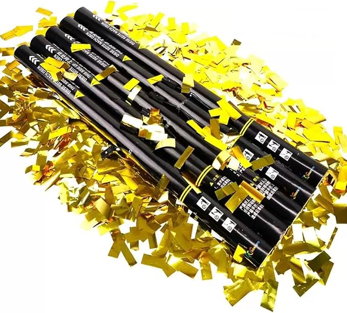 25PCS Confetti Cannon Wedding, Air Powered Party Popper Perfect, Party Streamers 80cm Electric Confetti Cannons - Compatible with Confetti Machine, for Graduation, New Years Gold