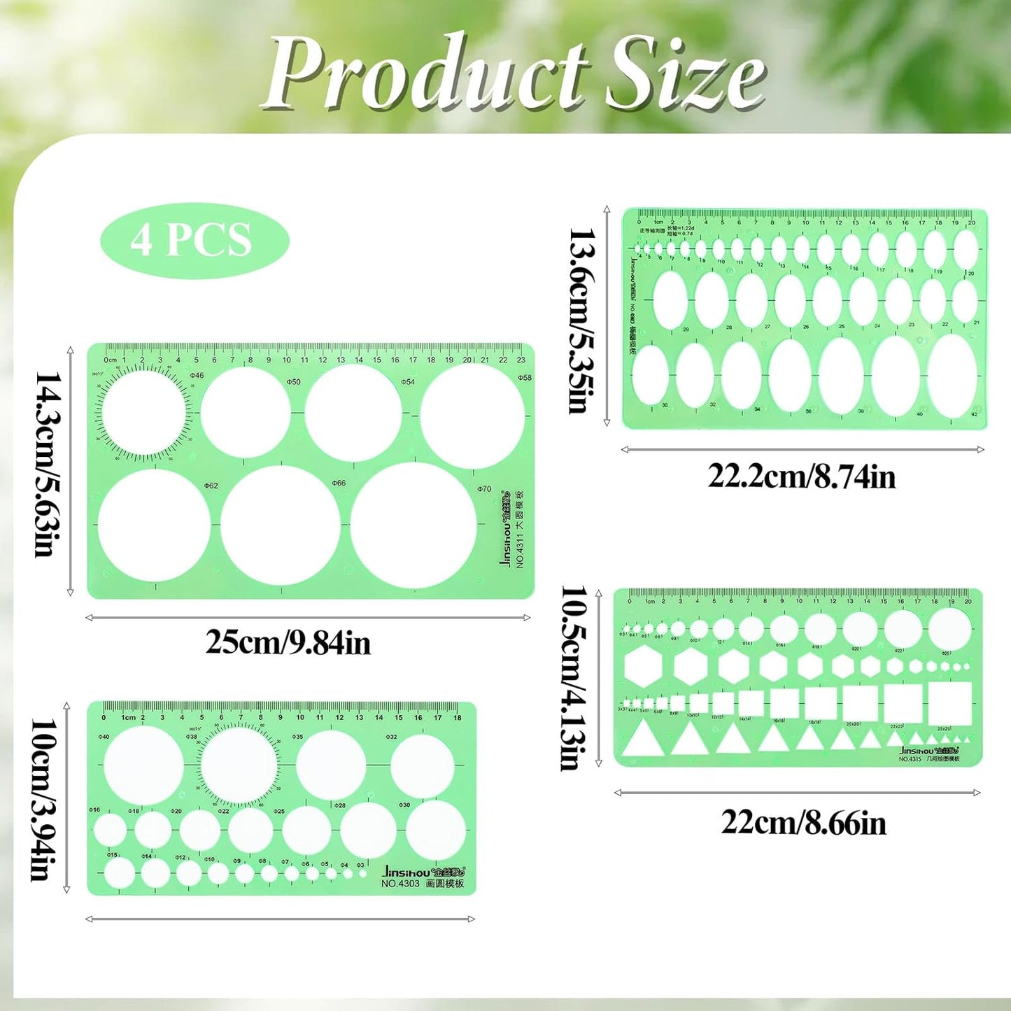 4 Pcs Circle Template, 4 Sizes Plastic Measuring Circles Stencil, Circle Templates for Digital Drawing, Formwork Drawings, Drafting, Drawing Circles Diameter