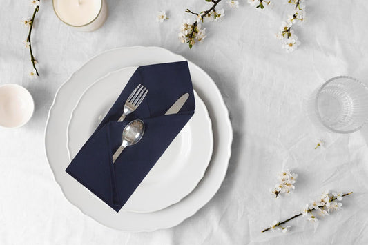 ANA Cloth Napkins Set of 12 (17.5x17.5) inch 100% Cotton Dinner Napkin Washable Hotel Quality Reusable Kitchen & Table Linen for Fall Thanksgiving Family Dinners Weddings & Everyday Use - Navy