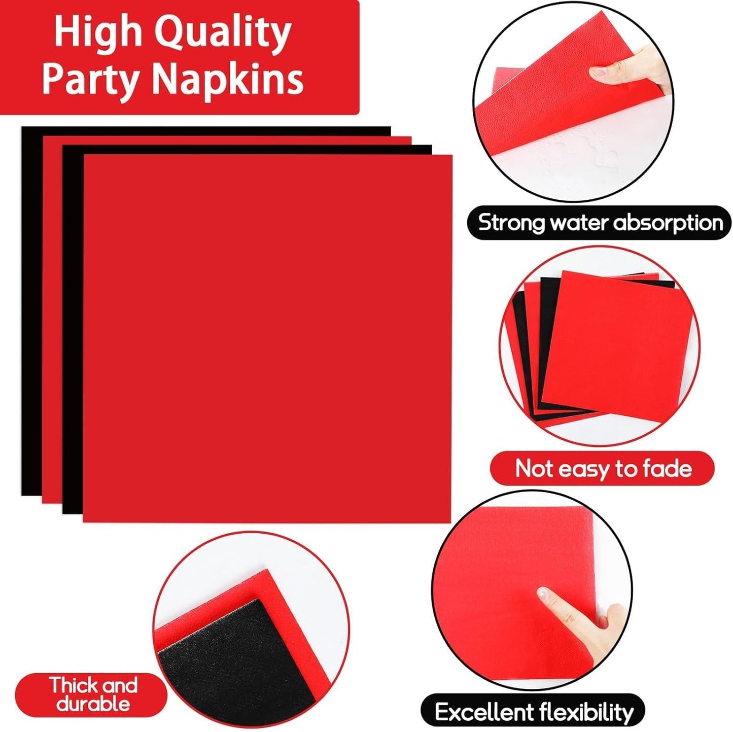 gisgfim 50 Guests Red and Black Party Supplies Decoration Black and Red Birthday Plates and Napkins Forks Red Black Disposable Tableware Red Birthday Party Paper Plates for Boys Girls Party 200PCS