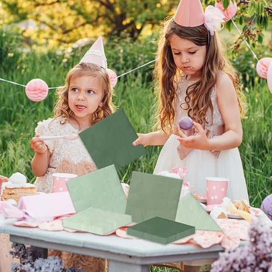 Sage Green Napkin-40Pcs Sage Green Party Decorations Gradient Green Cocktail Napkins Disposable for Birthday, Baby Shower, Wedding