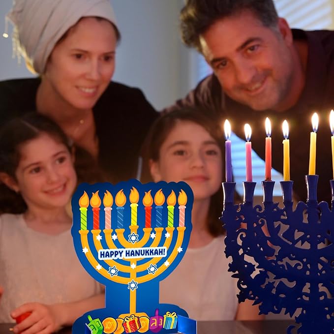 Frienda 48 Set Hanukkah Stickers Craft Kit Chanukah 3D Menorah Sticker Table Decoration Make Your Own Menorah DIY Hanukkah Candles Craft for Classroom Activities Chanukah Party Decoration