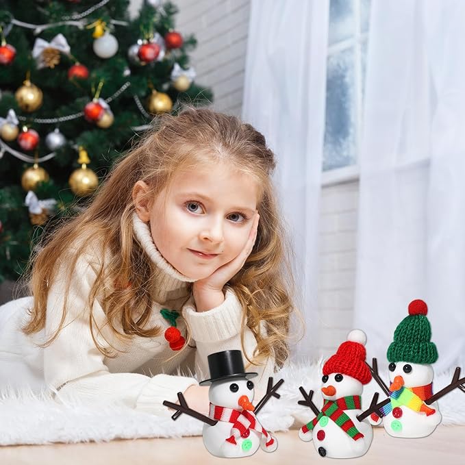 12-Pack Christmas Snowman Crafts Sets for Kids, Modeling Clay Snowman DIY Kit,Christmas Stocking Stuffers for Kids, Perfect for Winter Children's Holiday Party Decoration Gifts