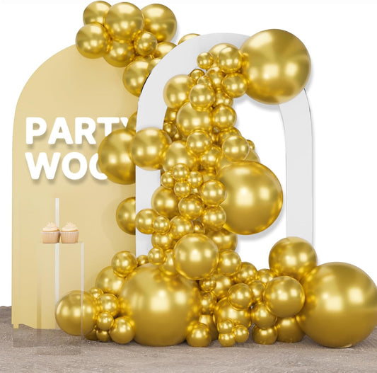 PartyWoo Metallic Gold Balloons, 155 pcs Gold Balloons Different Sizes Pack of 18 12 10 5 Inch Gold Balloon Arch Kit Balloon Garland for Birthday, Graduation, Wedding Party Decorations, Gold-G101