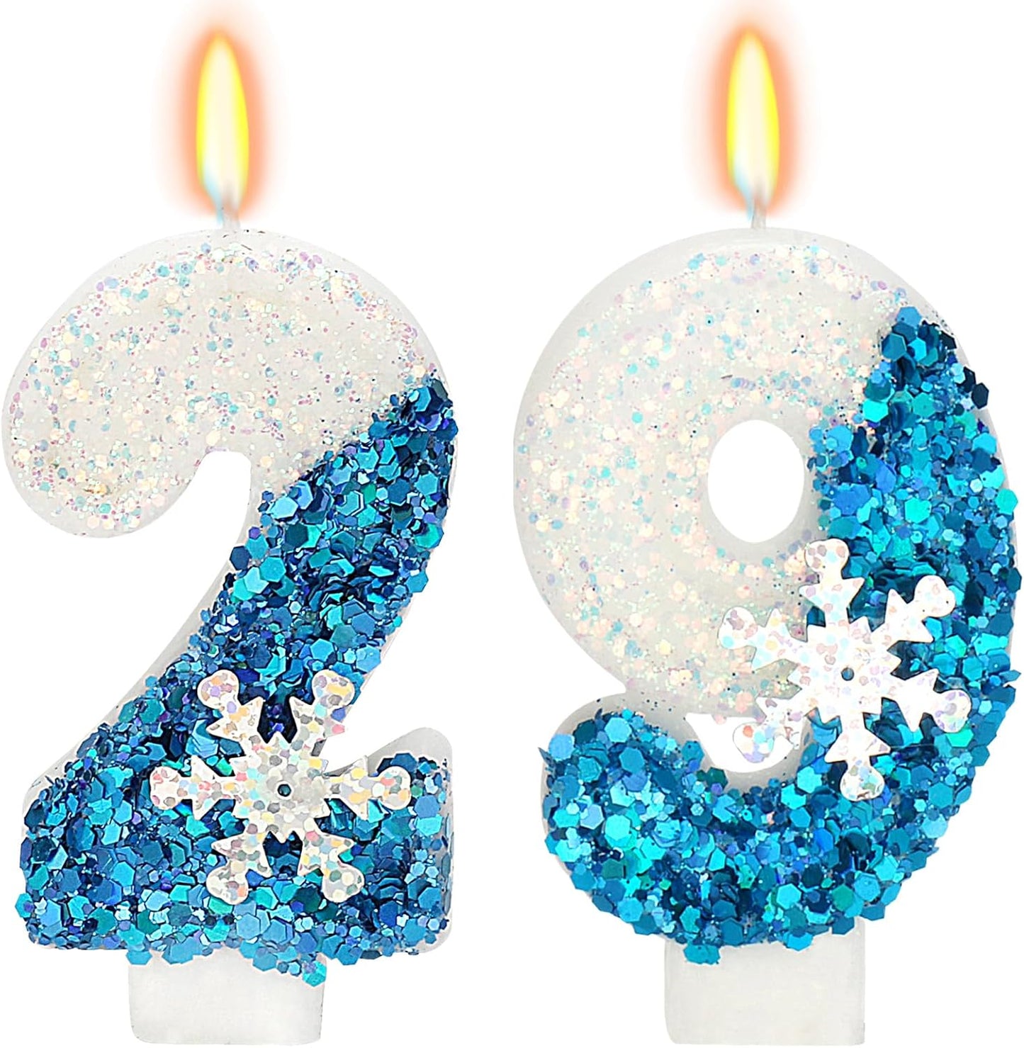 Snow Themed Birthday Candles, Birthday Candle for Party Supplies, Winter Birthday Party Supplies, 2.76 inch Number 29 Candle Cake Topper Decoration (Number 29)