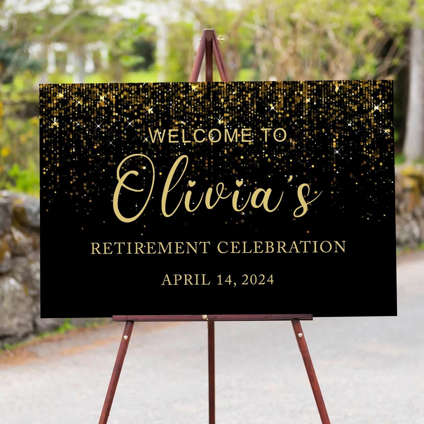 Black and Gold Retirement Welcome Sign, Gold Retirement Party Sign, Retirement Party Decor, Retirement Party Sign, Retirement Welcome Sign, Retirement Outdoor Sign
