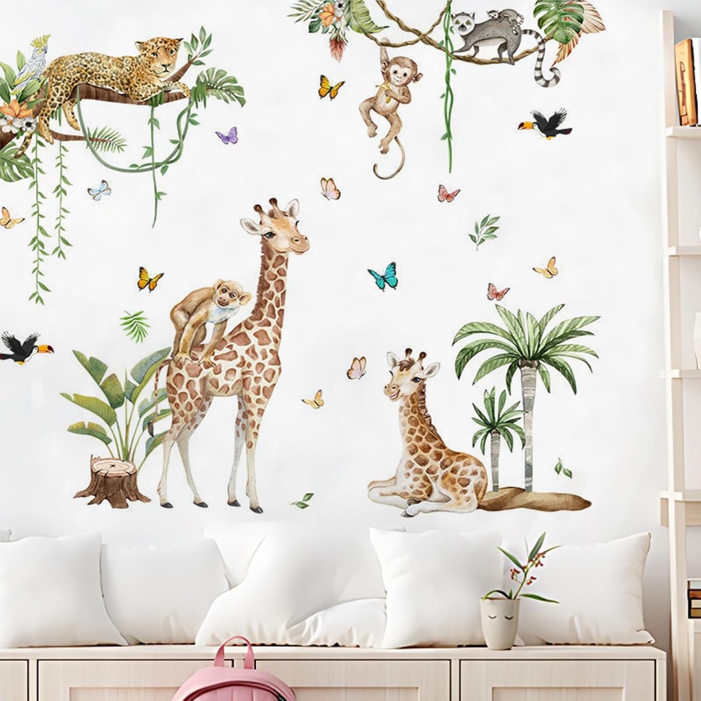 Branches Vines Hanging Cheetah Huge Wall Stickers Living Room Bedroom Nursery Decoration Self Adhesive Wallpaper