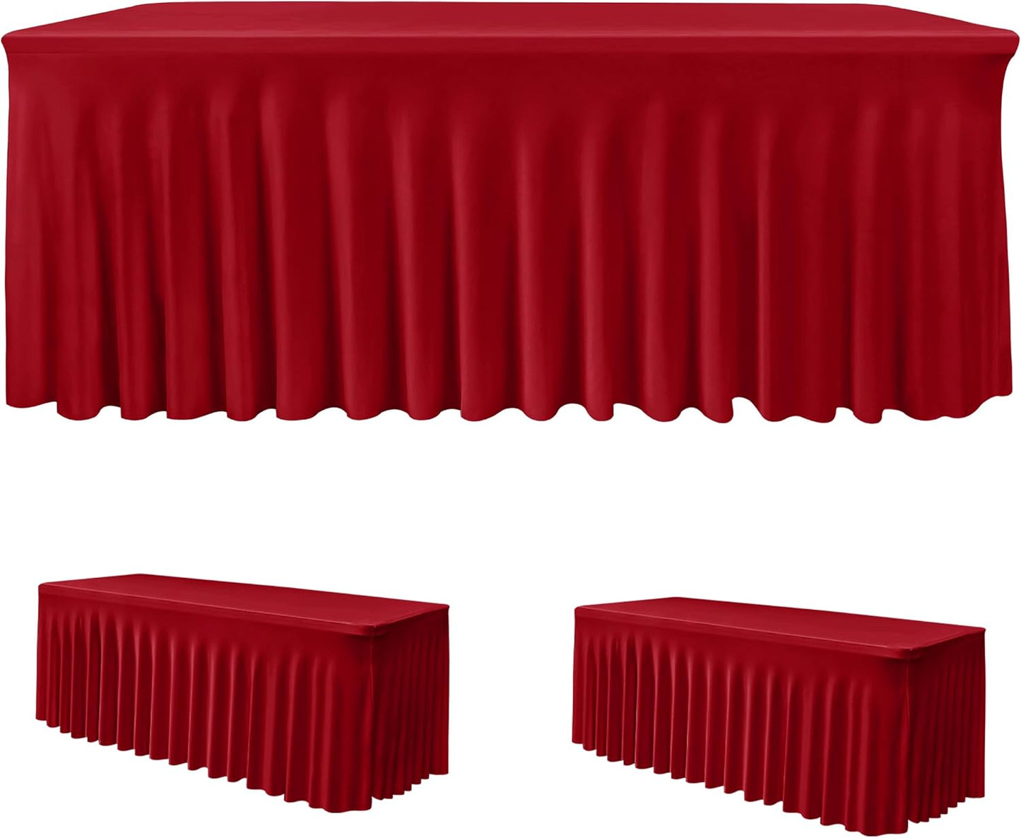 HolidayIdeas 2 Pack Red Spandex Tablecloth for 4 Foot Table, Fitted Stretch Table Covers for Christmas Party Decorations, Holiday Events