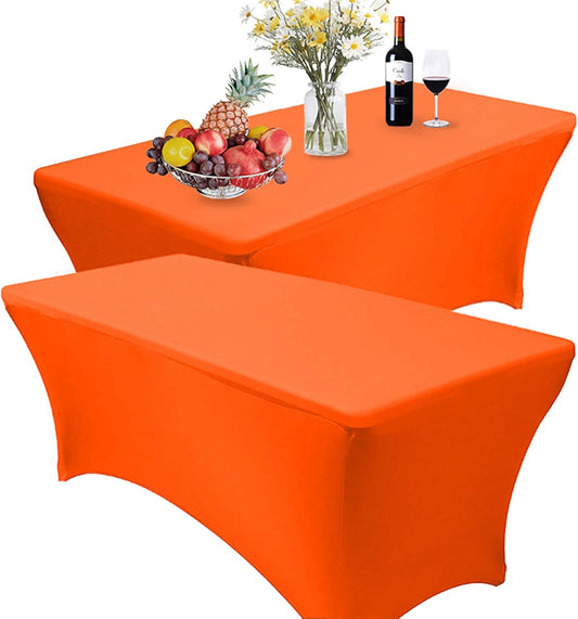 RELIANCER 2 Pack Stretch Spandex Table Covers for Rectangular Tables,6FT Elastic Fitted Tablecloth,Universal Rectangular Table Cloth Protector for Outdoor Party,Wedding,Bar,Birthday,Banquet,Events