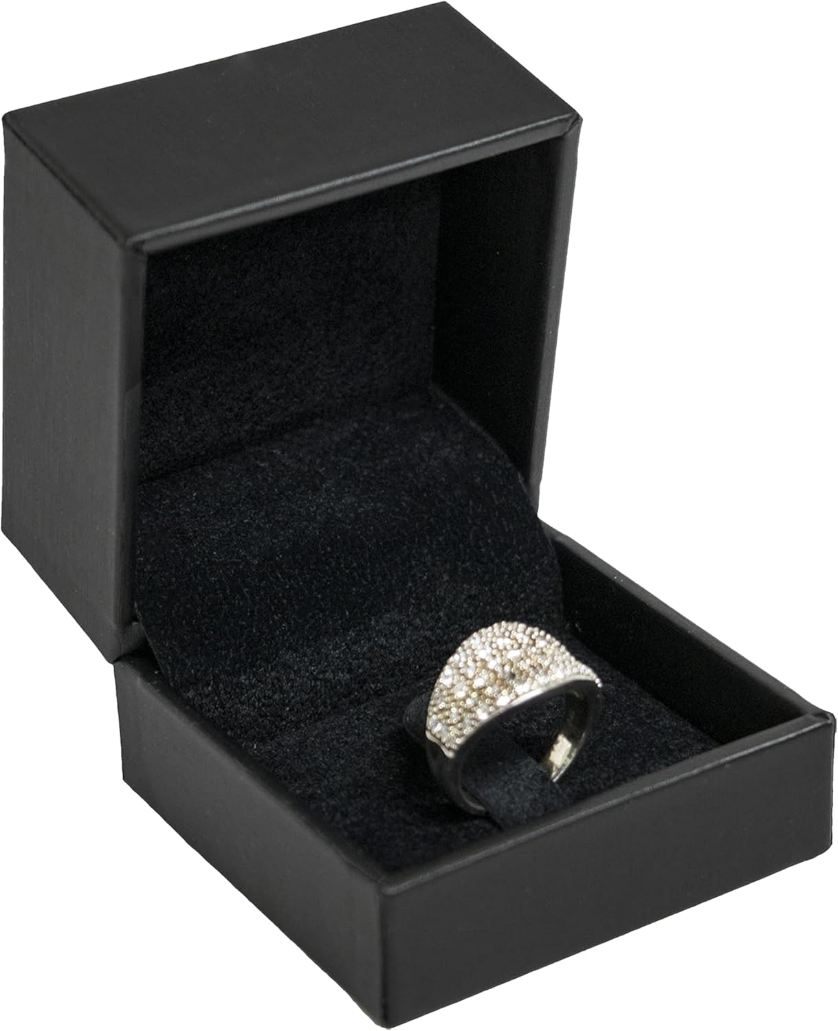 Novel Box Black Jewelry Box for Rings 2.37x2.37x1.87 Inches - Tab Ring Gift Box for Proposal Wedding Engagement - Faux Leatherette Jewelry Display Box - Gift Presentation Boxes for Rings