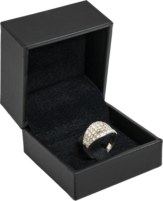 Novel Box Black Jewelry Box for Rings 2.37x2.37x1.87 Inches - Tab Ring Gift Box for Proposal Wedding Engagement - Faux Leatherette Jewelry Display Box - Gift Presentation Boxes for Rings