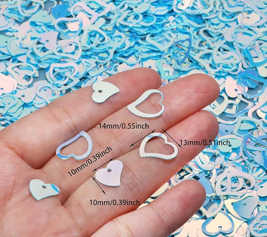 ONLYKXY 1200Pcs Love Heart Shaped Confetti, Table Wedding Decoration, Glitter Confetti for Wedding Party (Glitter Blue)
