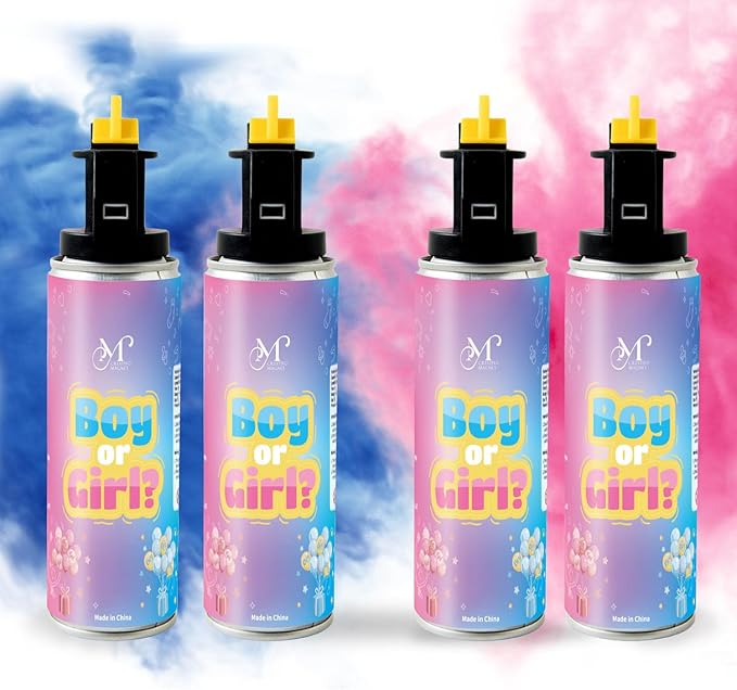 Gender Reveal Fire Extinguisher, Biodegradable Color Powder Smoke, Baby Gender Reveal Party Supplies, Gender Reveal Decorations for Boy or Girl, 4 Pack Mix Set (2 Pink + 2 Blue)