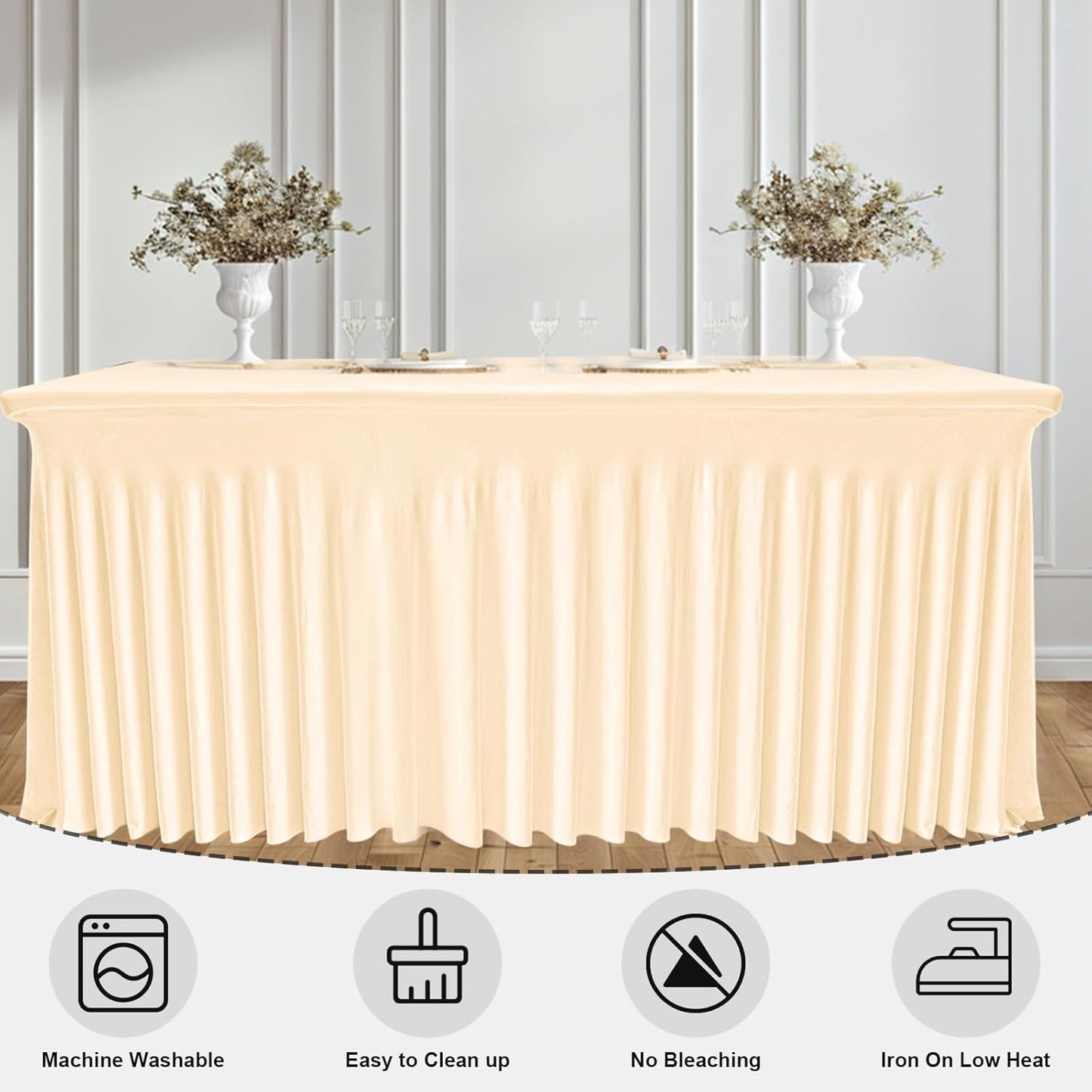 Rectangle Tablecloth, 60 Inch Washable & Wrinkle-Resistant, Bright Silk Cover Smooth Fabric Table Cloth,Waterproof Dining Table Cover for Kitchen, Party, Wedding & Event, Champagne(2Pack)