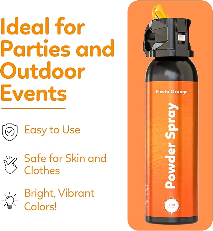 Orange Smoke Bomb Powder Cannon Gender Reveal Fire Extinguisher Biodegradable| Launches 25ft | 10 Second Spray | Holi Color Decorations for Photoshoots, Festivals, Celebrations | TUR Party Supplies