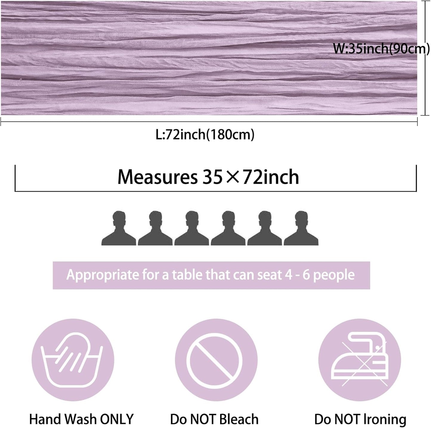 12 Pack Boho Gauze Table Runner - 35x72 Inch Rustic Cheese Cloth Long Runner for Wedding, Bridal Shower, Birthday Party Decor (Light Purple)