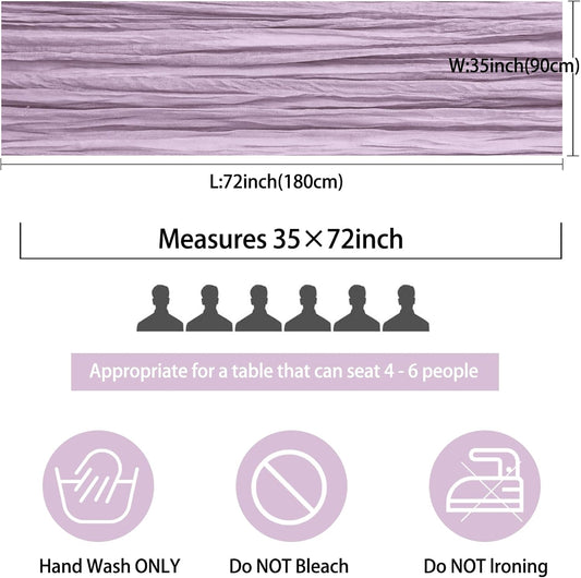 12 Pack Boho Gauze Table Runner - 35x72 Inch Rustic Cheese Cloth Long Runner for Wedding, Bridal Shower, Birthday Party Decor (Light Purple)
