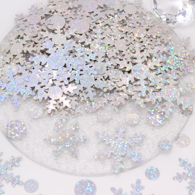 Snowflake Confetti - 300 PCS Glitter Christmas Sequins for Winter Wonderland Party Decorations, Iridescent Snow for Snowflake Decorations