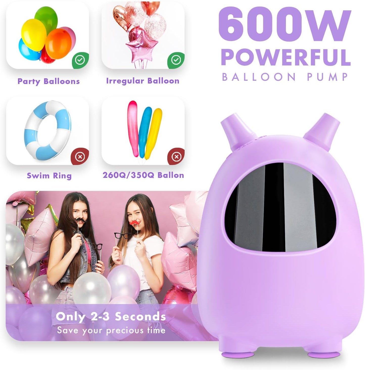 Balloon Pump Electric, SPLAKS Balloons Inflator Air Pump Portable Balloon Blower for Garland Arch, Party Decoration