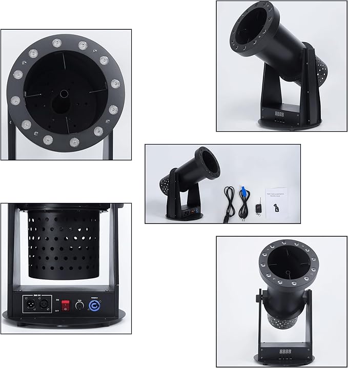 12LED Confetti Launcher, 1500W High-Power Fan, Remote Control, 8-10m Blowing Height