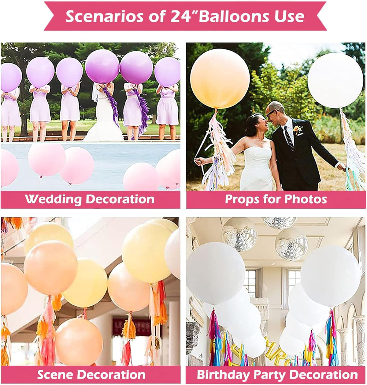 IN-JOOYAA 15Pcs 24 Inch Balloons Yellow Giant Round Balloons Large Balloon For Wedding Baby Shower Birthday Party Decorations